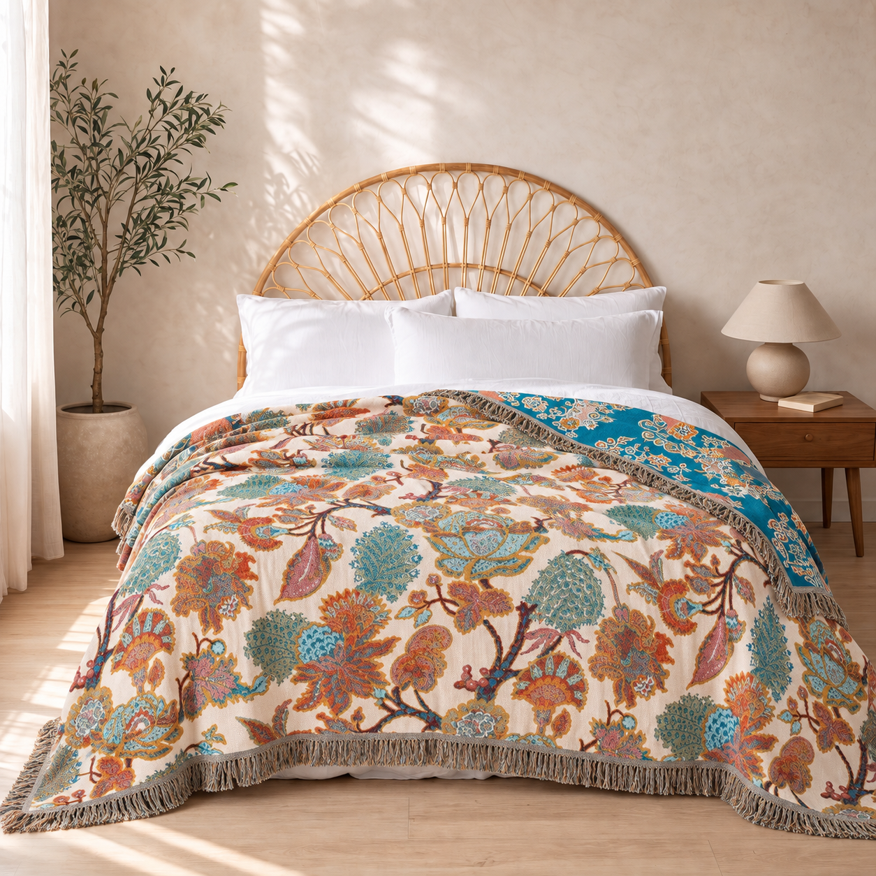 Sunsecca Woven Throw — Ivory Patchwork
