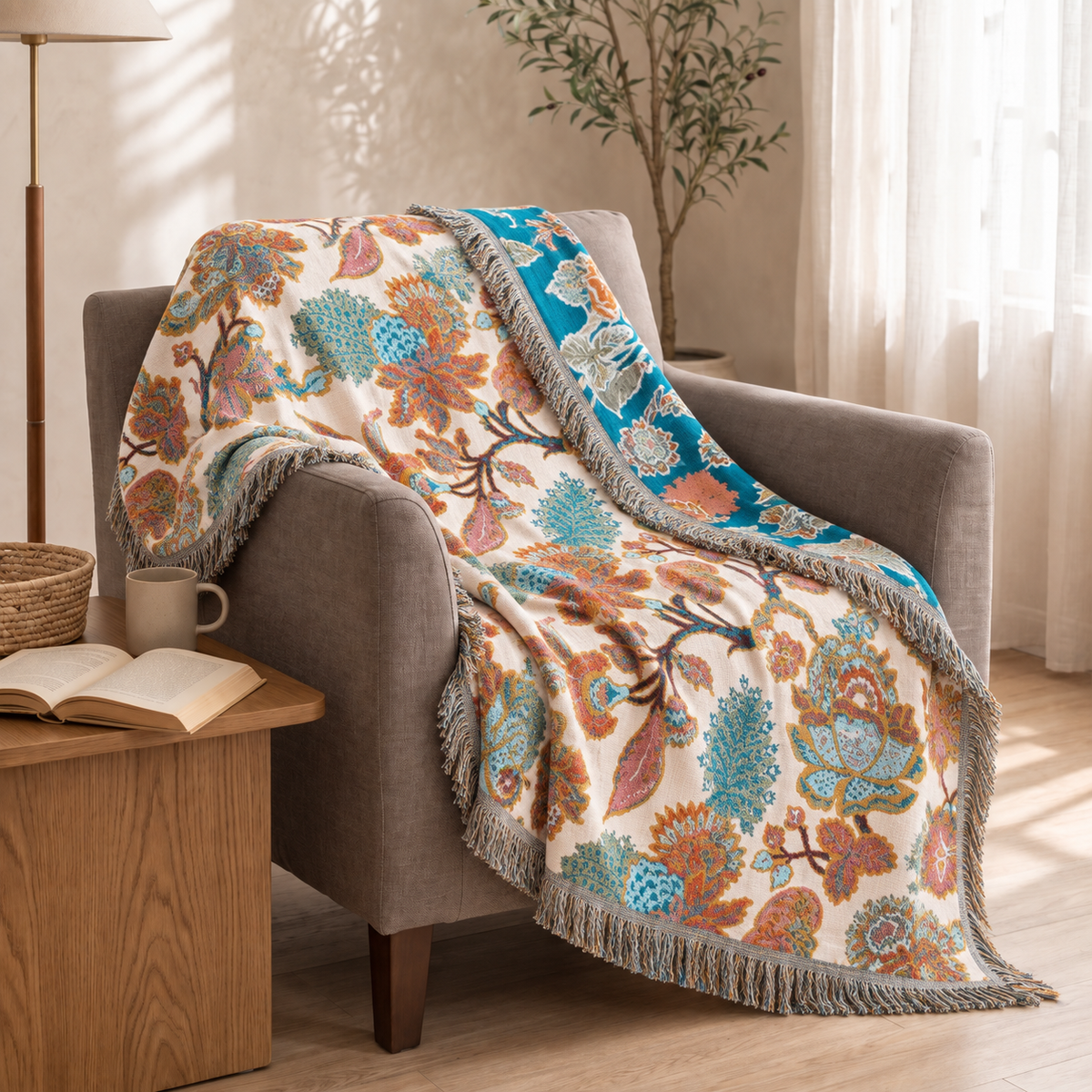 Sunsecca Woven Throw — Ivory Patchwork