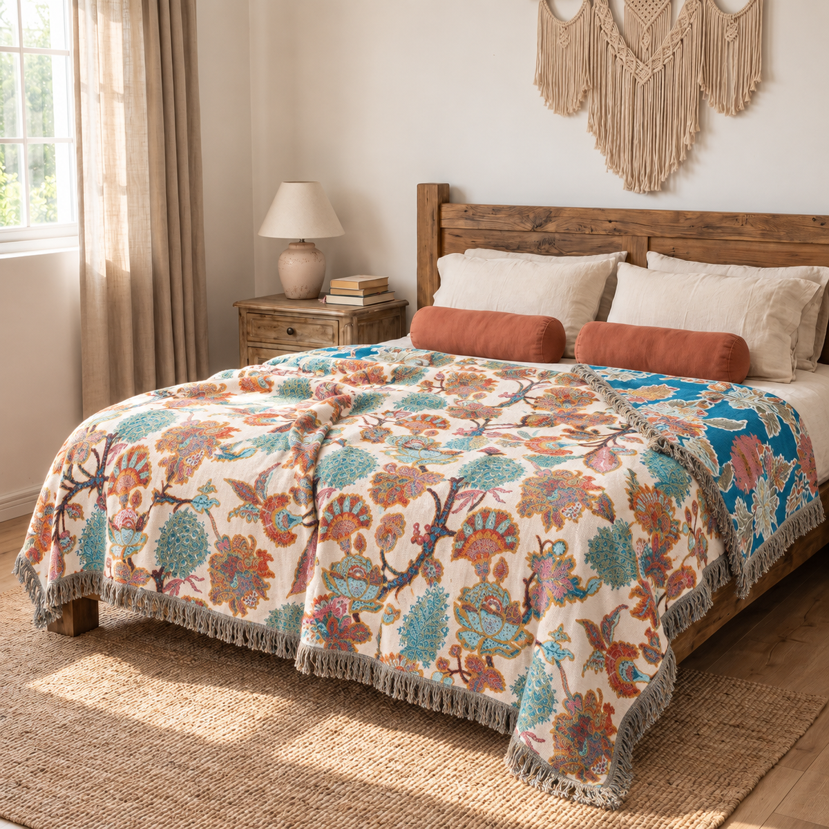 Sunsecca Woven Throw — Ivory Patchwork