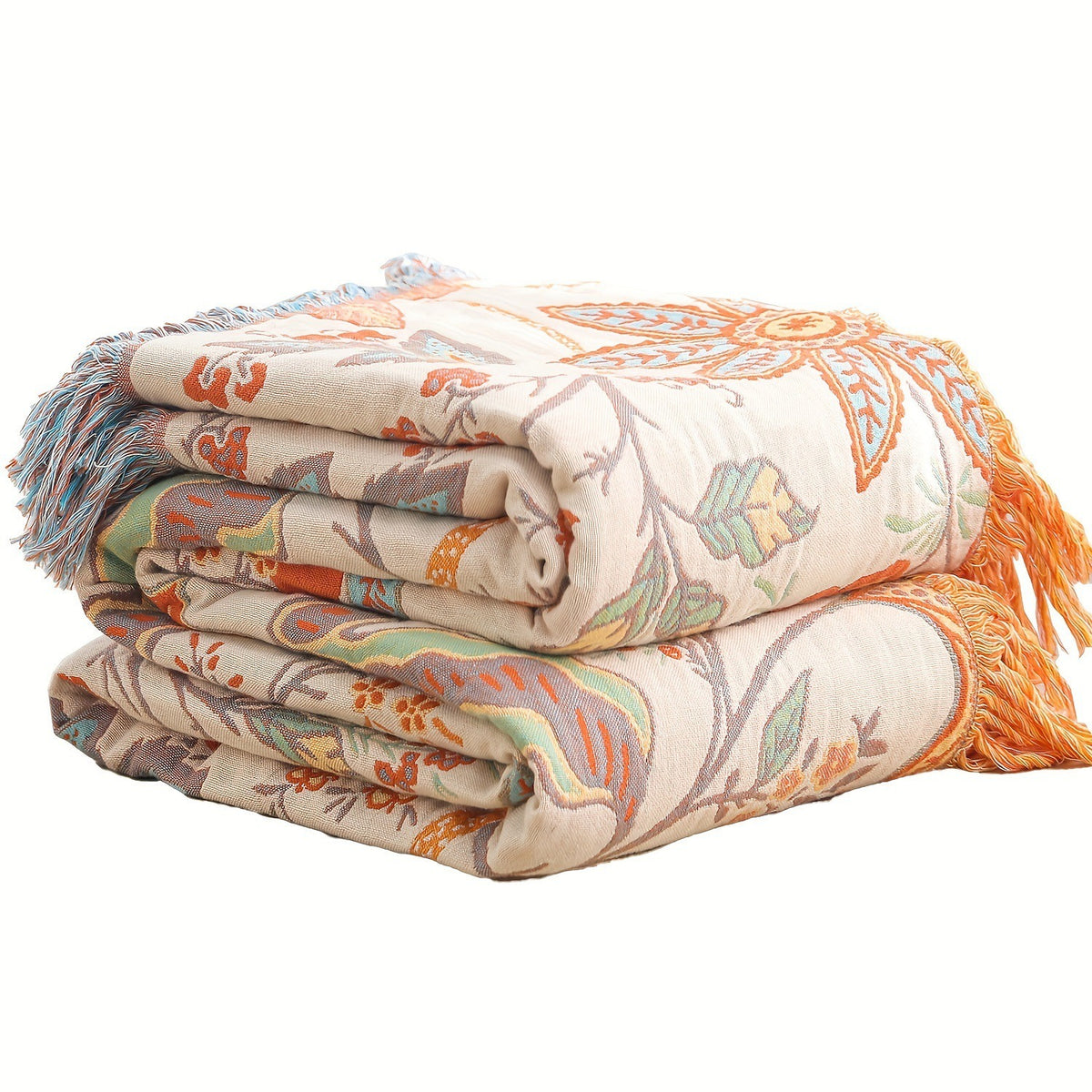 Sunsecca Woven Throw — Orange Brocade