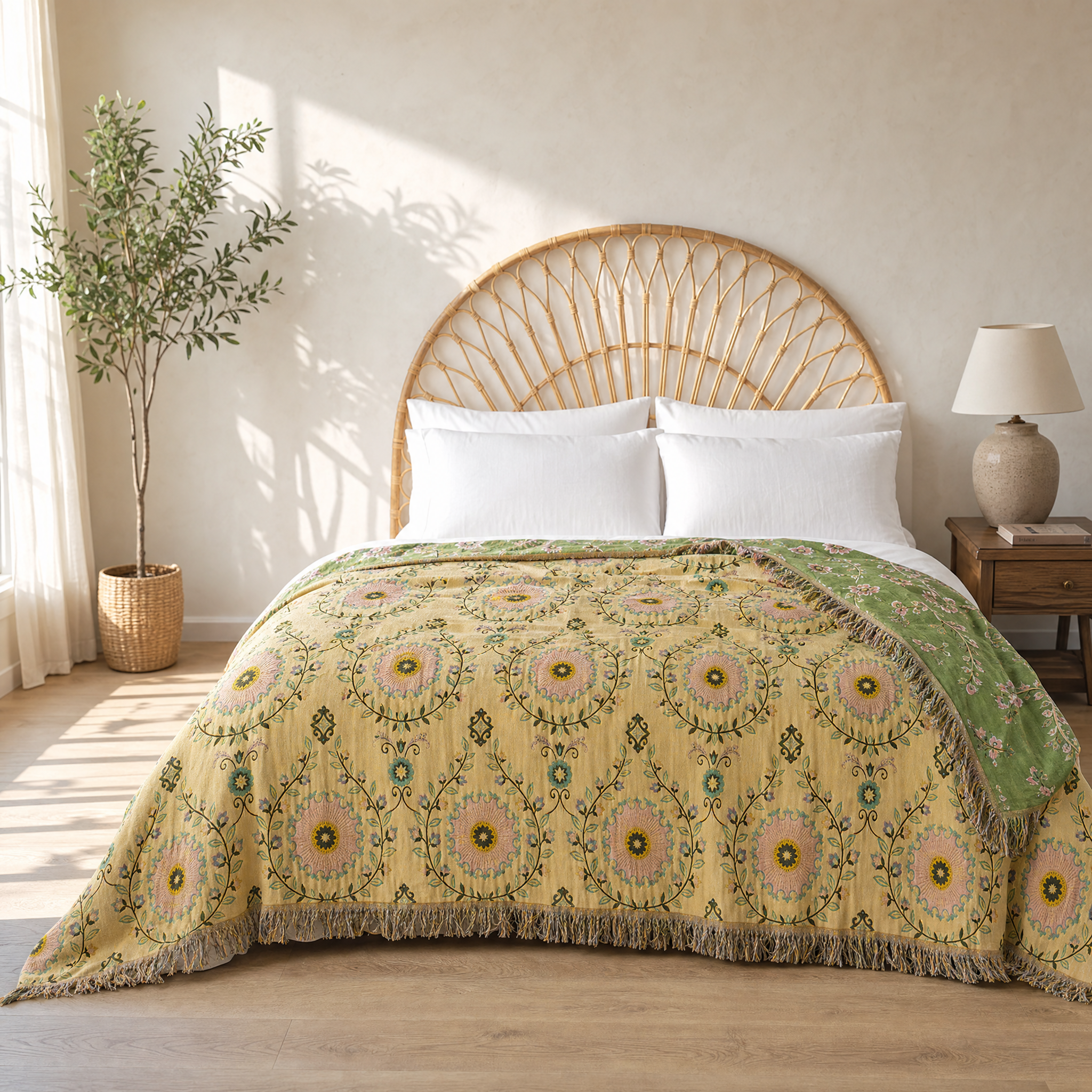 Sunsecca Woven Throw — Blush Bloom