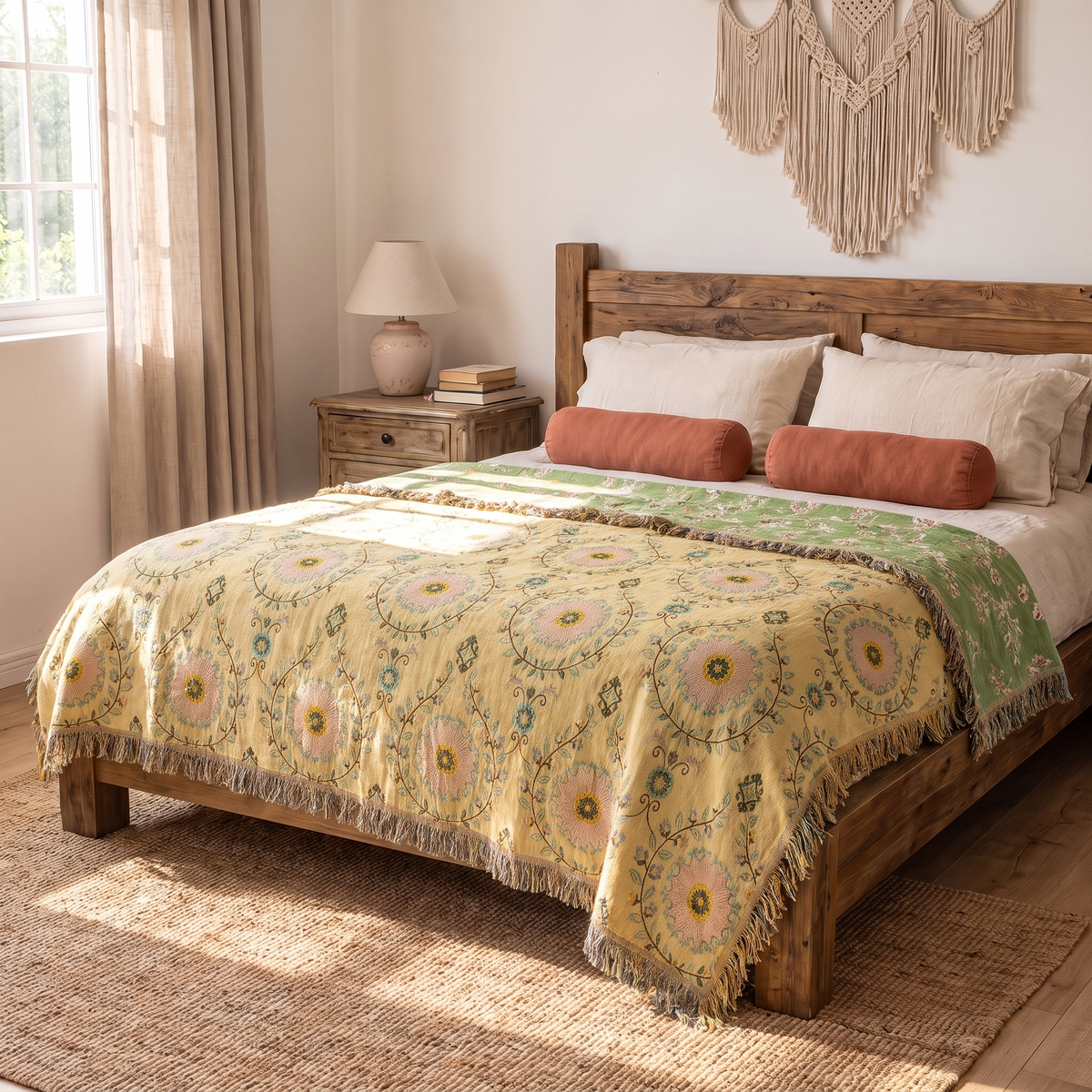 Sunsecca Woven Throw — Blush Bloom