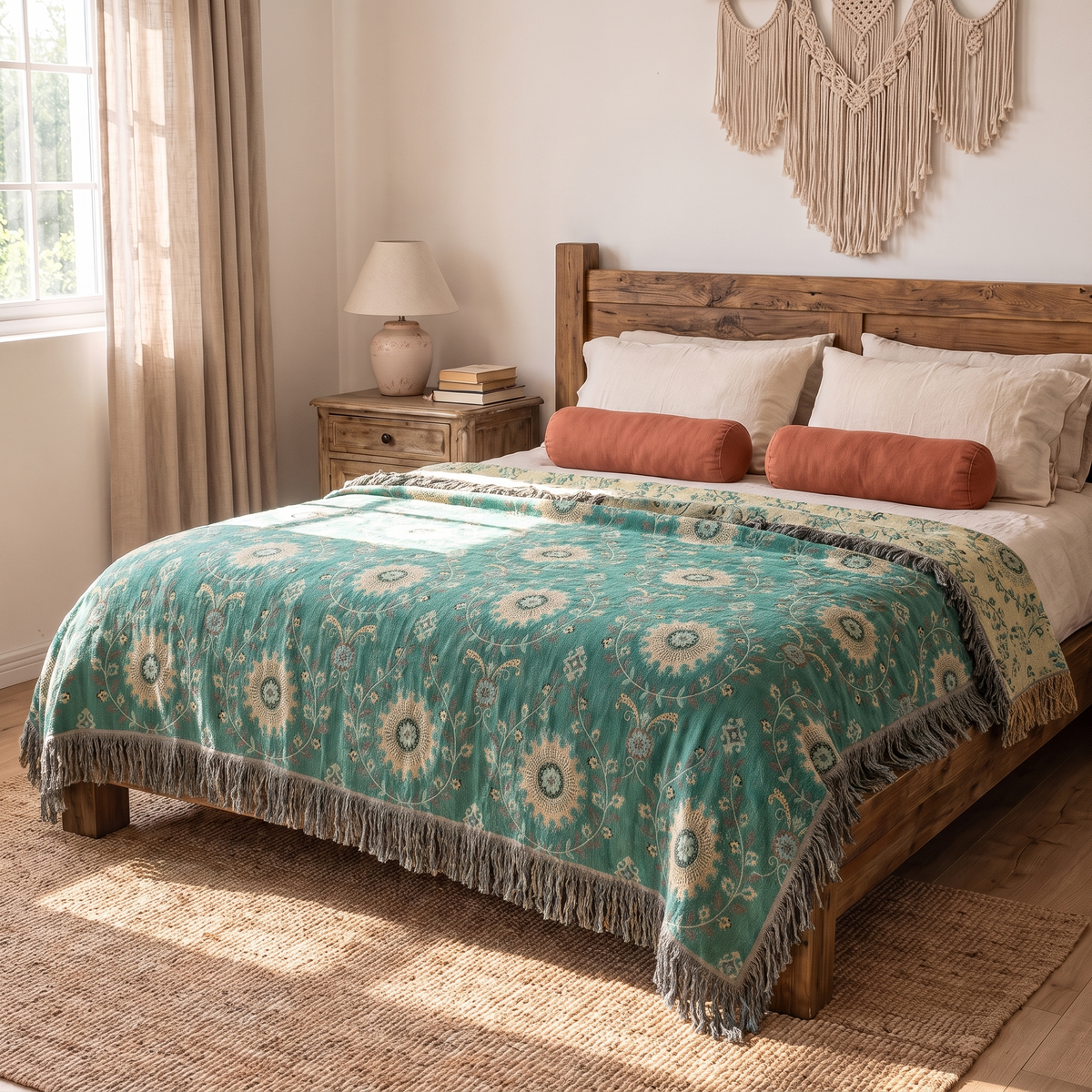 Sunsecca Woven Throw — Olive Bloom