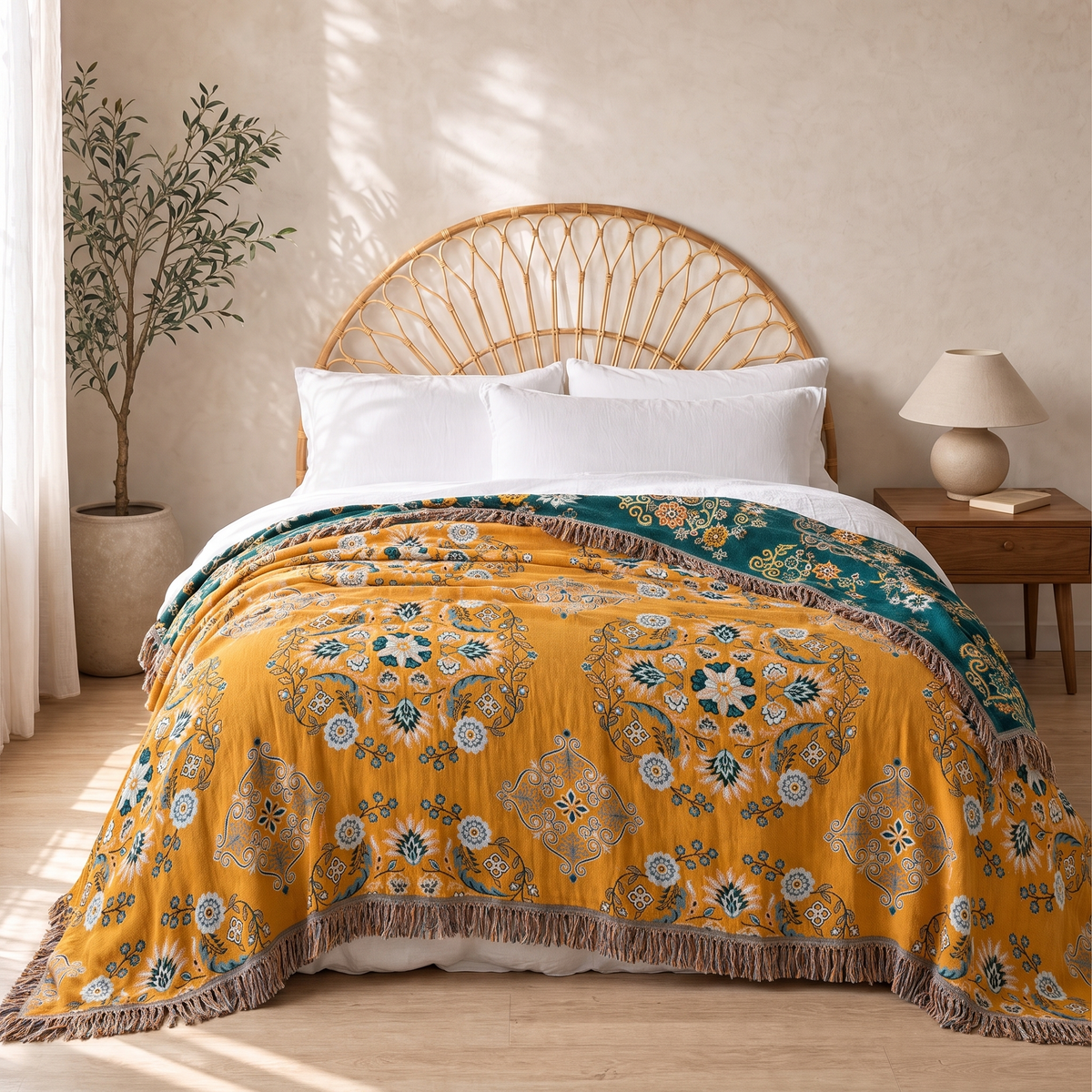 Sunsecca Woven Throw — Golden Meadow