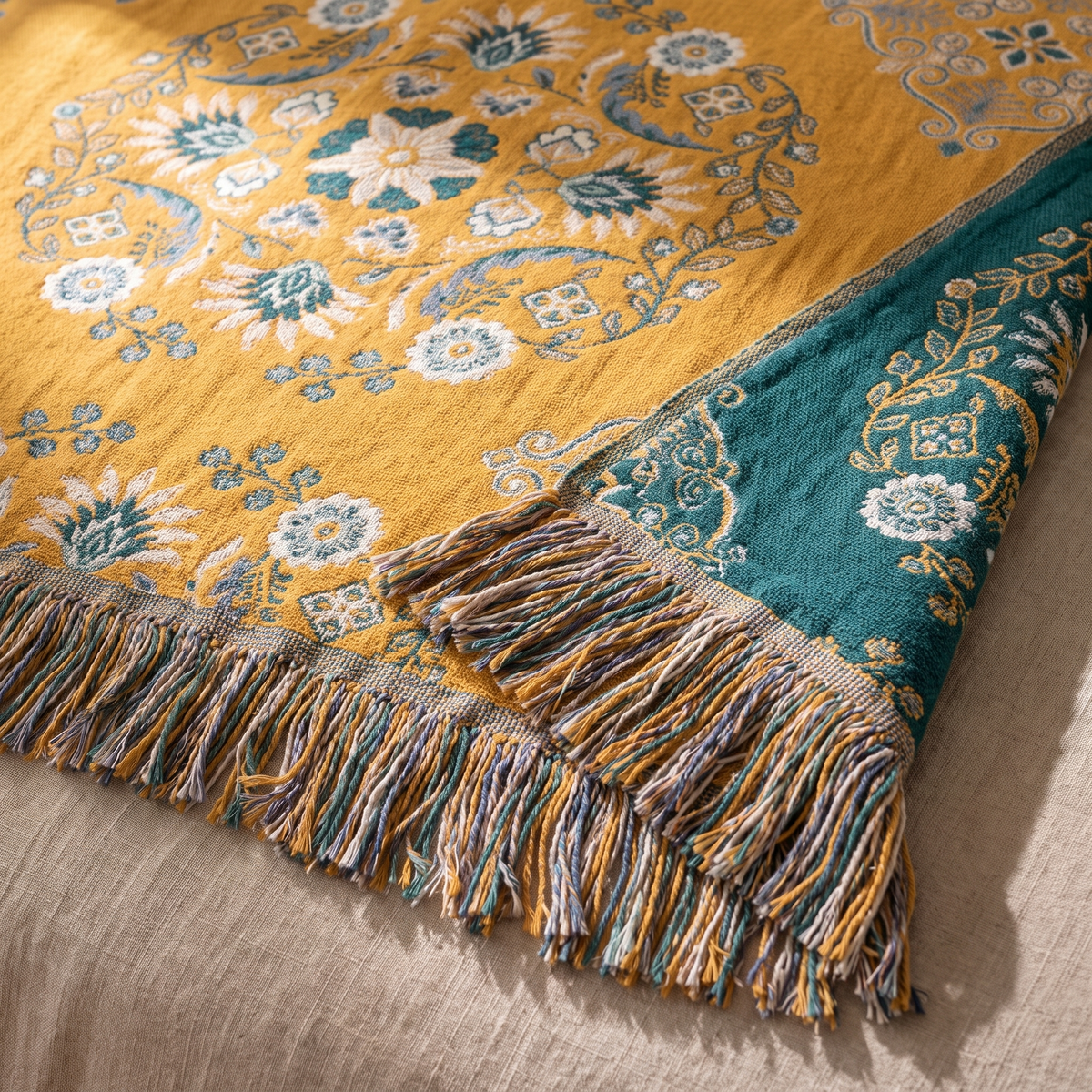Sunsecca Woven Throw — Golden Meadow