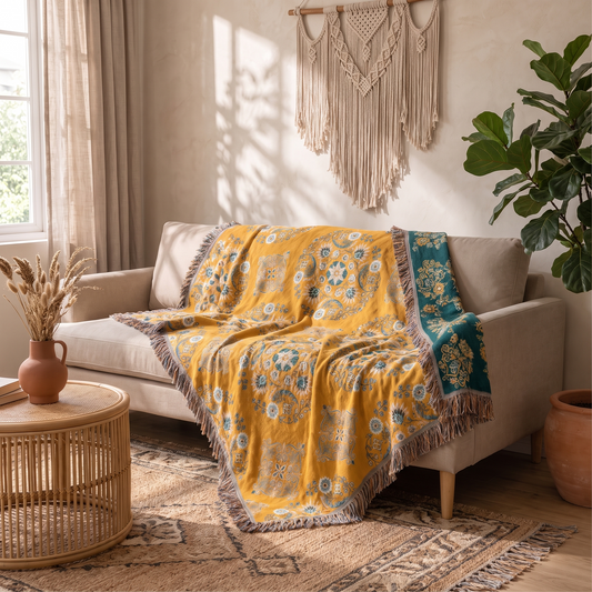 Sunsecca Woven Throw — Golden Meadow
