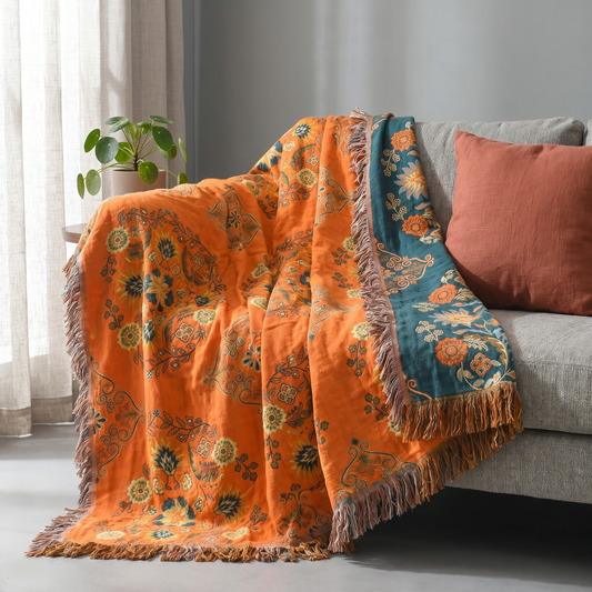 Sunsecca Woven Throw — Terracotta Bloom