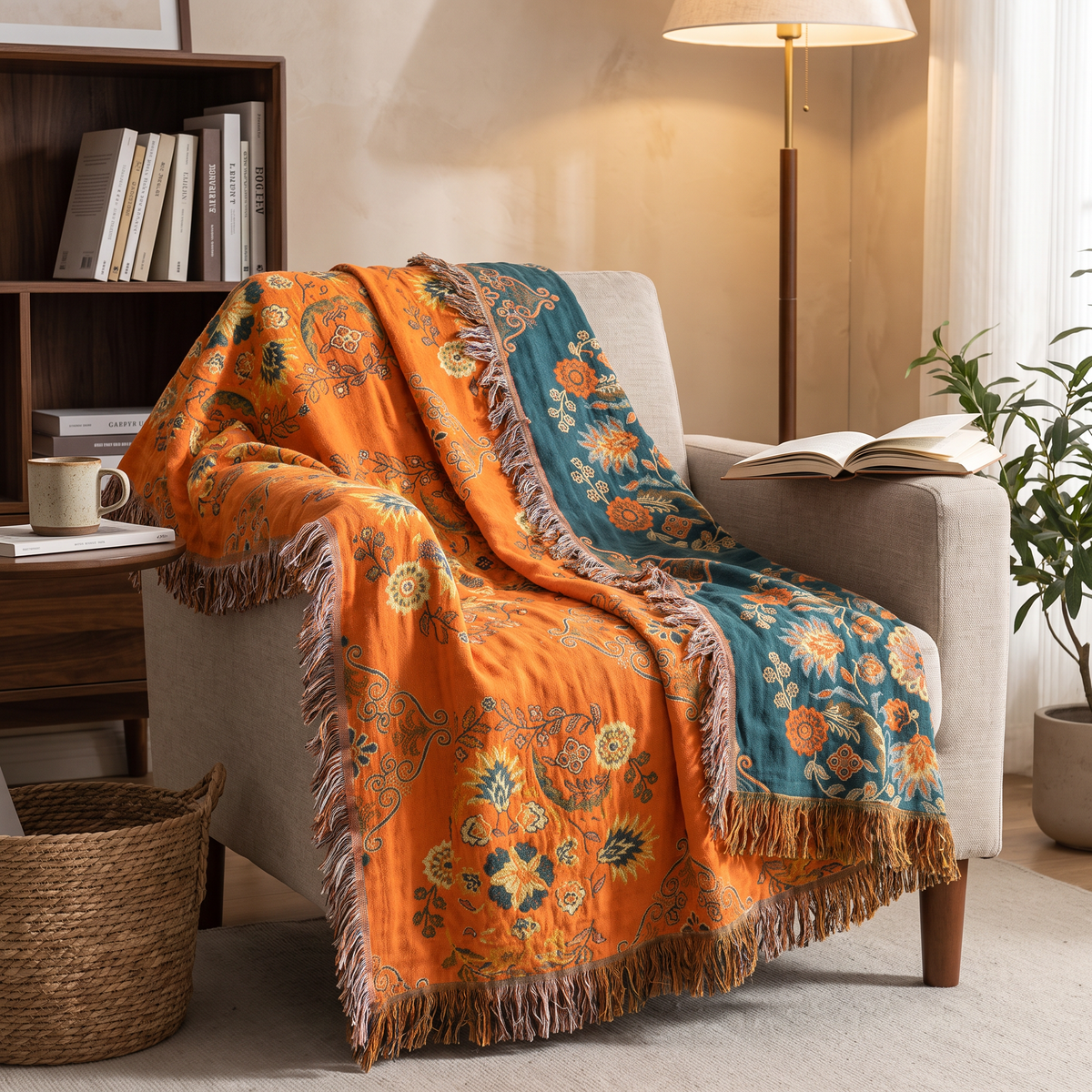 Sunsecca Woven Throw — Terracotta Bloom