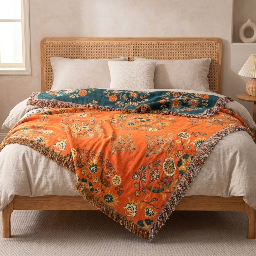 Sunsecca Woven Throw — Terracotta Bloom