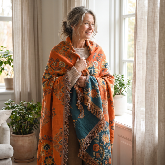 Sunsecca Woven Throw — Terracotta Bloom