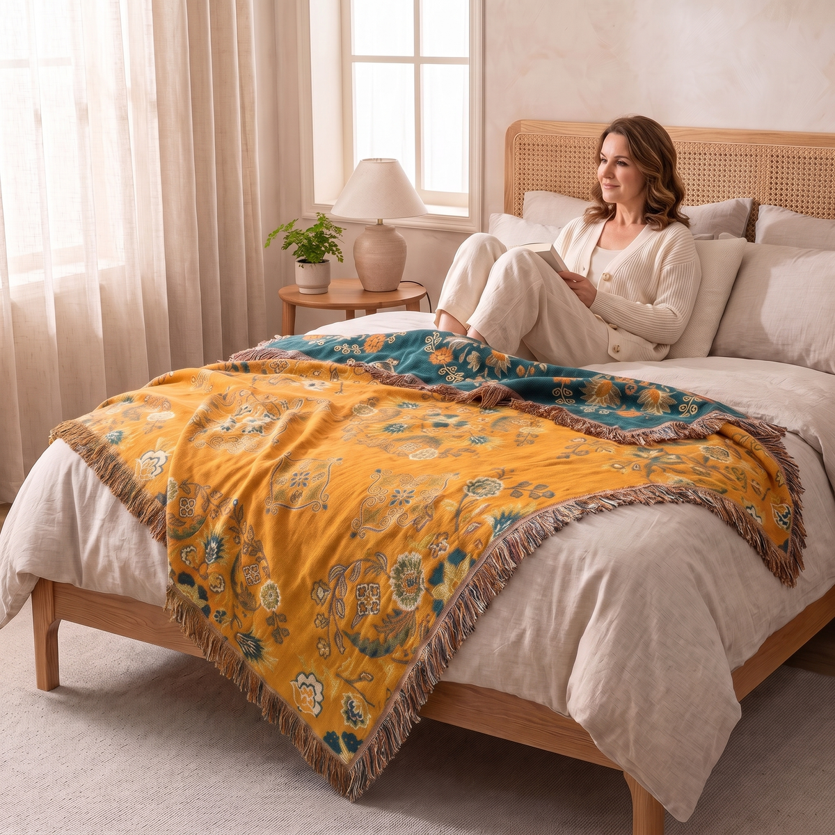 Sunsecca Woven Throw — Golden Meadow